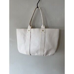 Clare V. Vivier La Tropezienne White Leather Shopper Tote Laptop Work Bag Troupe